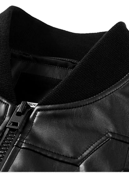 Blouson Bomber Techwear Homme en Similicuir - Oversize Multipoches