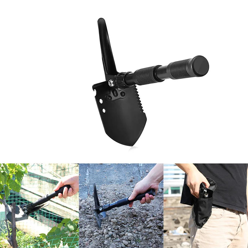 Pelle multifonction pliable en acier carbone – double poignée, outil de survie pour camping et randonnées - BLACKBEARD OUTDOOR INDUSTRIES