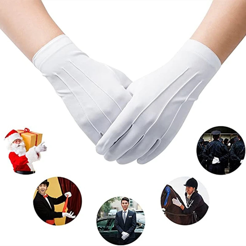 Gants blancs de cérémonie pour porte-drapeaux, lot de 2 paires
