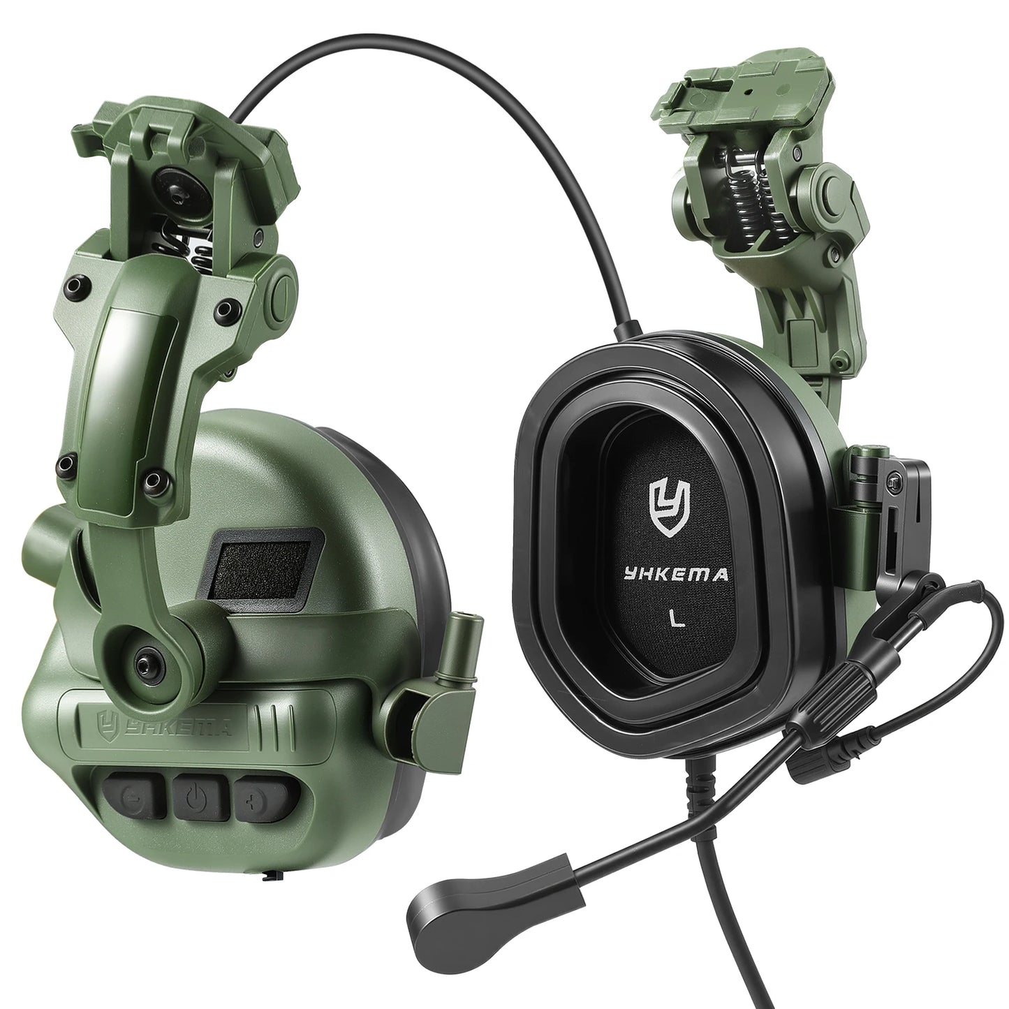Casque Tactique Électronique sur Rail de Casque – 22 dB NRR, Amplification ×6, Micro Boom, PTT Kenwood