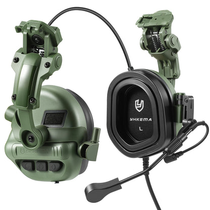 Casque Tactique Électronique sur Rail de Casque – 22 dB NRR, Amplification ×6, Micro Boom, PTT Kenwood