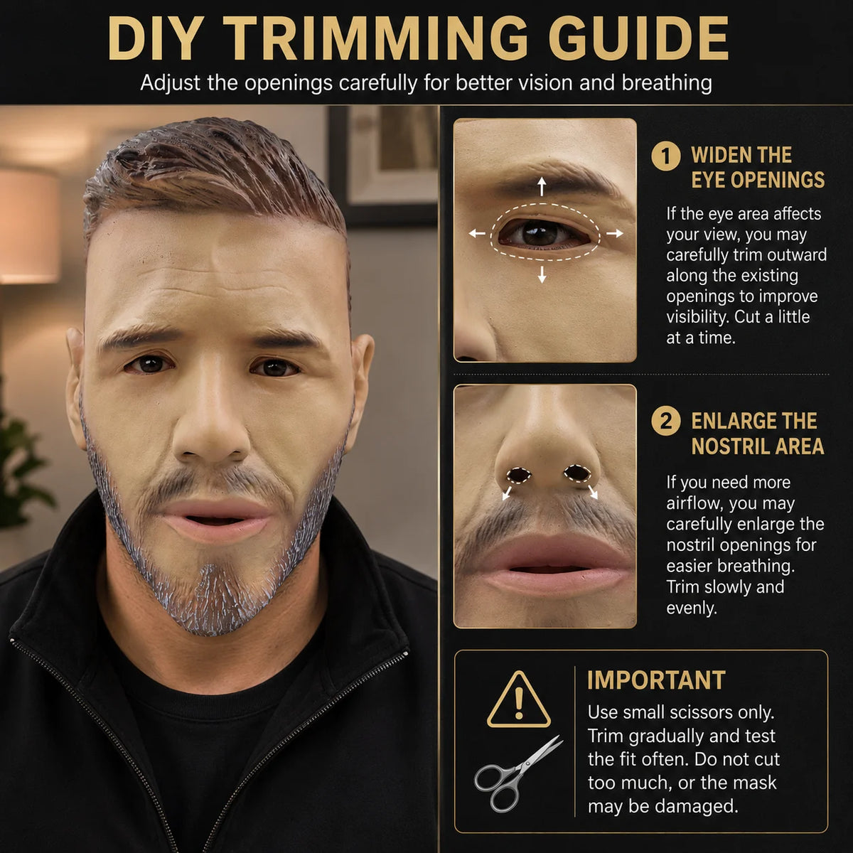Masque intégral homme barbu en latex pour scène et vidéo