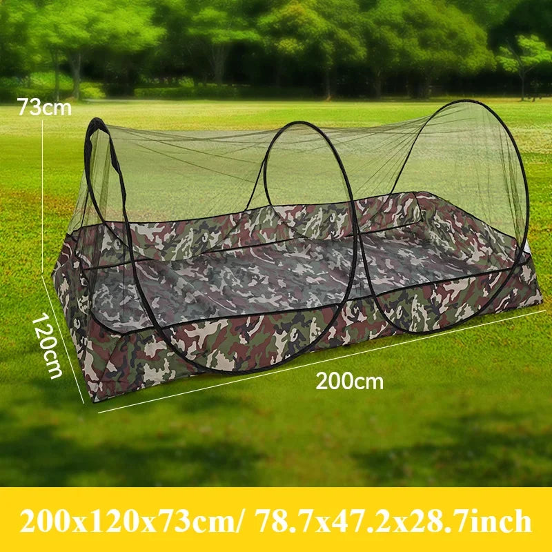 Moustiquaire de camping pliable à ouverture automatique – Fond camouflage