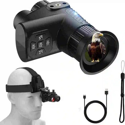 Monoculaire Vision Nocturne 4K IR 8x – Frontal, 36 MP, IP54, Infrarouge 850nm