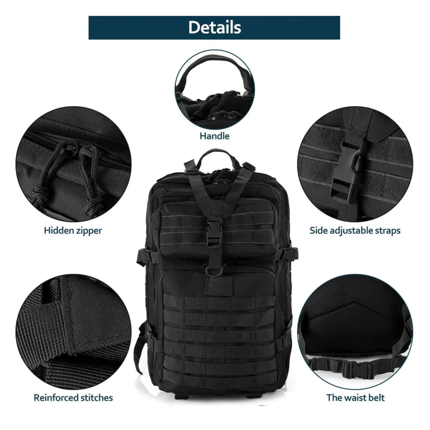 Sac à Dos Thuram 25L/50L – Nylon Résistant et Imperméable, Sac Tactique pour Sports, Randonnée, Pêche, Chasse et Camping - BLACKBEARD OUTDOOR INDUSTRIES