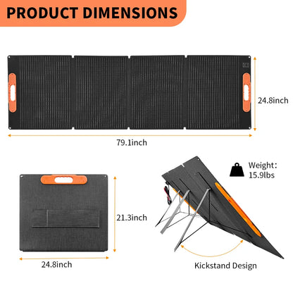 Panneau Solaire Portable 200W Pliable pour Générateur Électrique en Camping