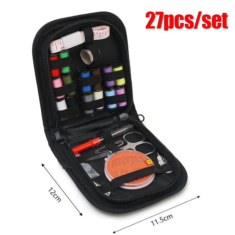 Kit de couture portable 172/128/67/27 pièces avec fils, aiguilles, ciseaux, mètre ruban, boutons et sac de rangement