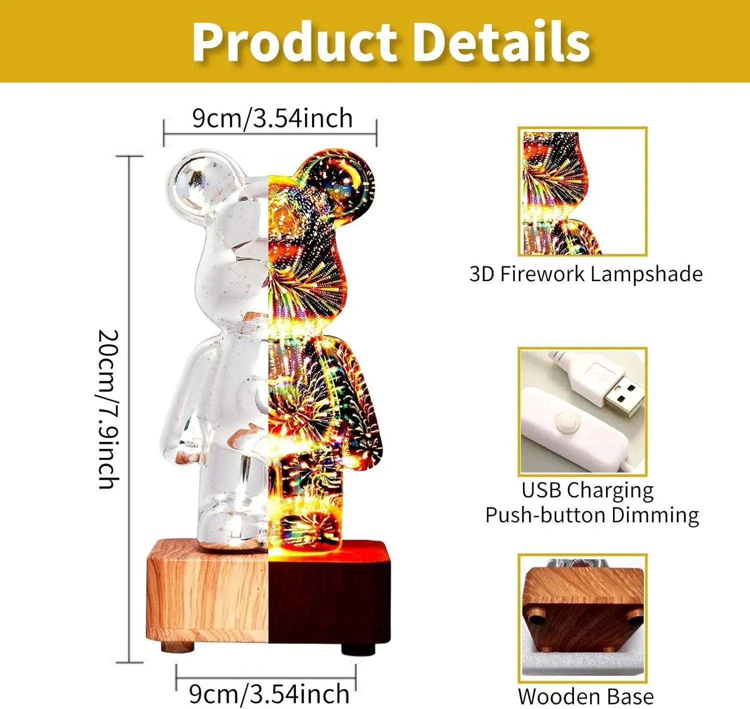 ours LED effet 3D firework Ma boutique