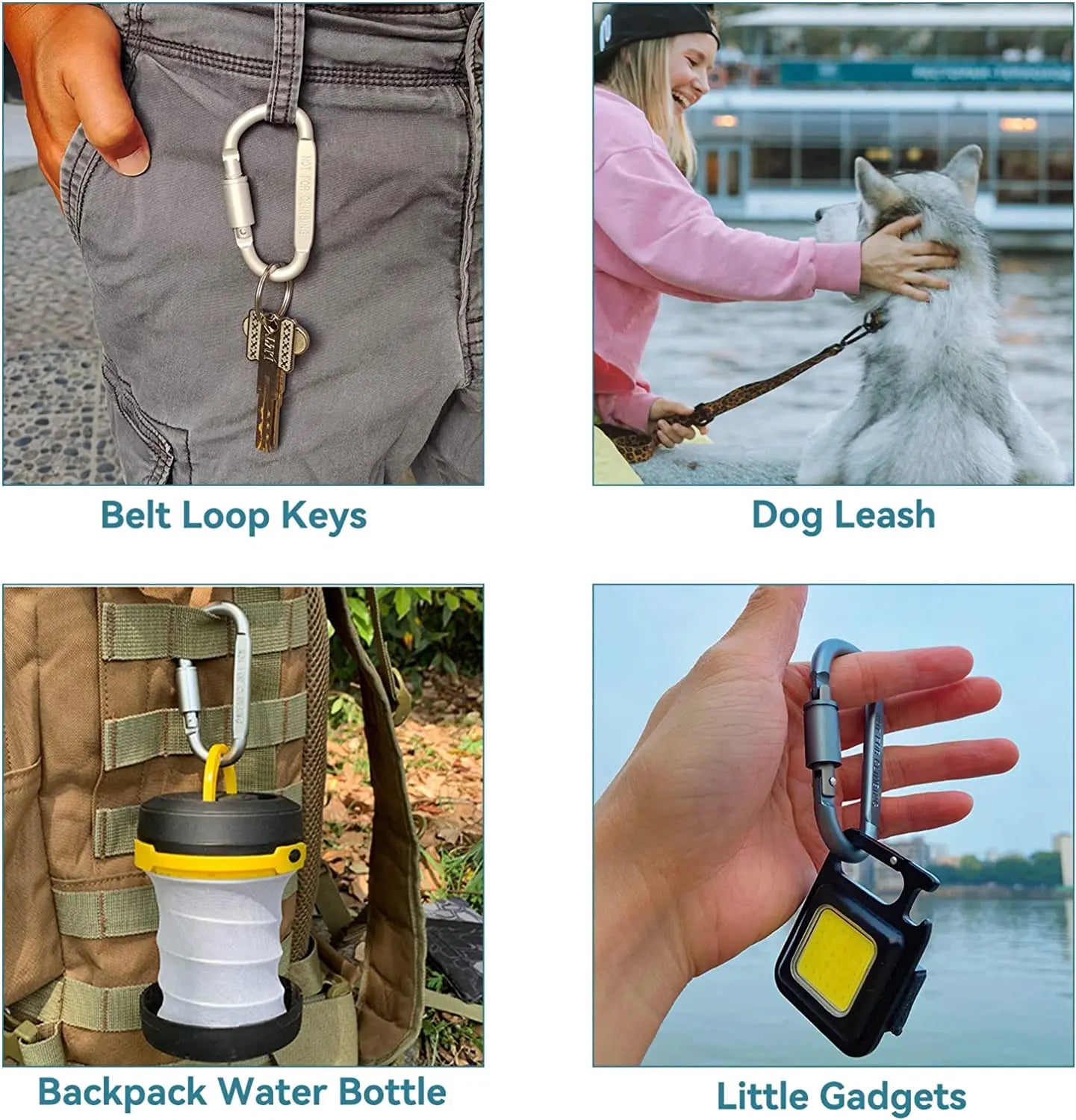 Set de 4 Mousquetons en Aluminium Alliage – Clip Porte-Clés Camping & Survie EDC - BLACKBEARD OUTDOOR INDUSTRIES