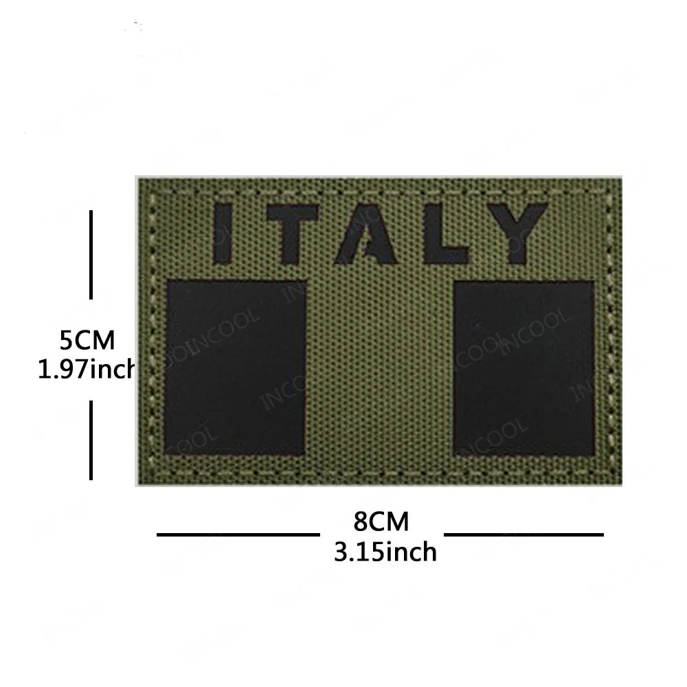 Patch Drapeau Réfléchissant Tactique – Badge Militaire Velcro, 29 Pays, 8x5 cm