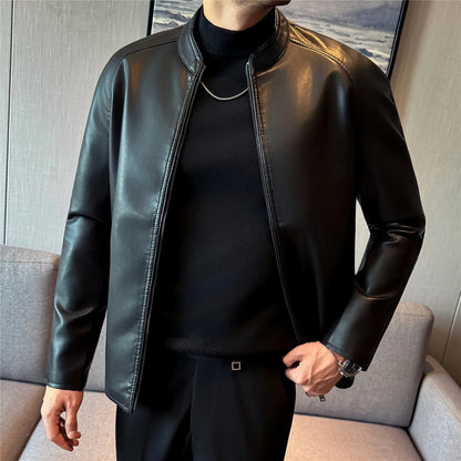 Veste homme slim en simili cuir noir