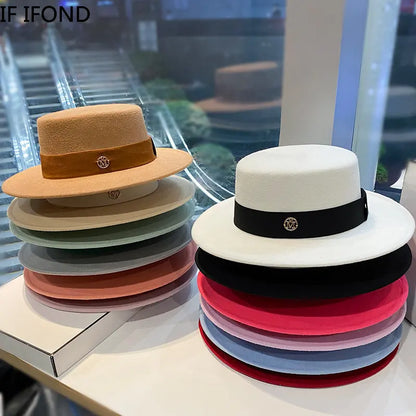 Chapeau fedora femme à bord plat et ruban