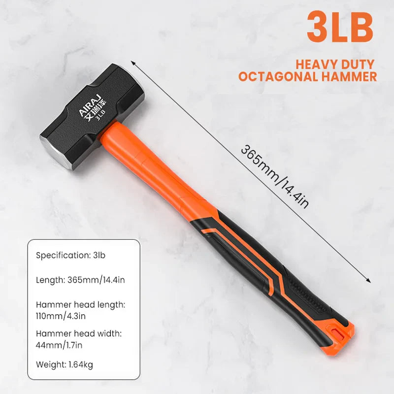 Marteau AIRAJ Octogonale – Marteau lourd pour mur avec manche en caoutchouc antidérapant - BLACKBEARD OUTDOOR INDUSTRIES
