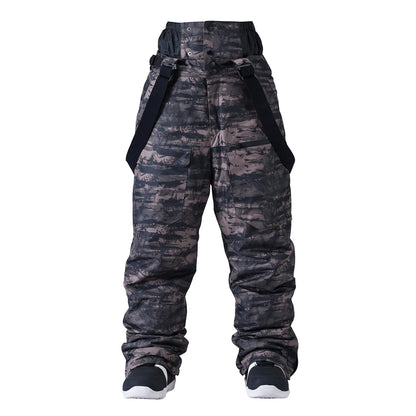 Pantalon de ski camouflage unisexe imperméable à bretelles