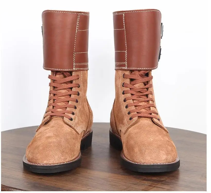 Rangers Vintage Militaires Homme - Style Armée, Cuir Daim Fait Main