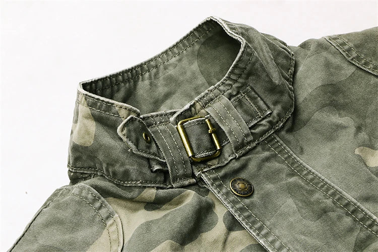 Casual Camouflage Cargo Jacket Mens Cotton Multi Pocket Tactical Coats Stand Collar Fashion Vintage Autumn Bomber Outwear BLACKBEARD OUTDOOR INDUSTRIES