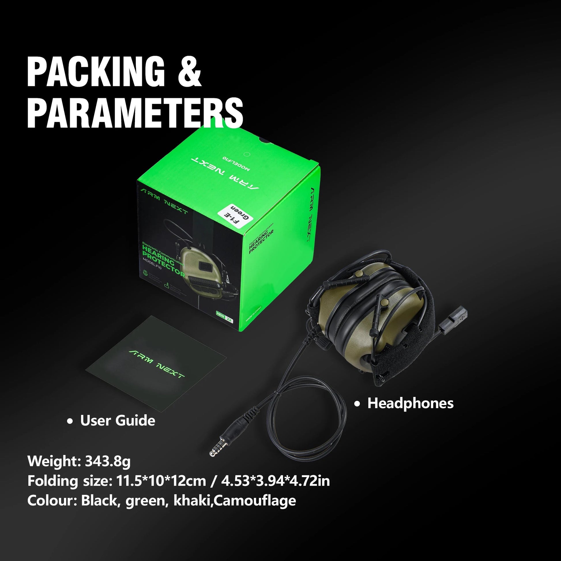 ARM NEXT F10 Casque Tactique Électronique de Protection Auditive – Atténuation du Bruit et Amplification des Sons pour Chasse et Tir BLACKBEARD OUTDOOR INDUSTRIES