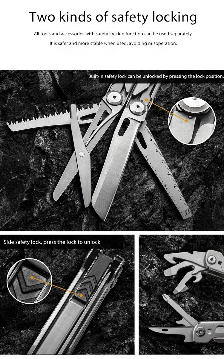 Outdoor Camping Multi Tools Folding Survival Gear Plier Knife Wire Stripper Outdoor Mini Portable Hand Tools Knife, Scissors ﻿ BLACKBEARD OUTDOOR INDUSTRIES