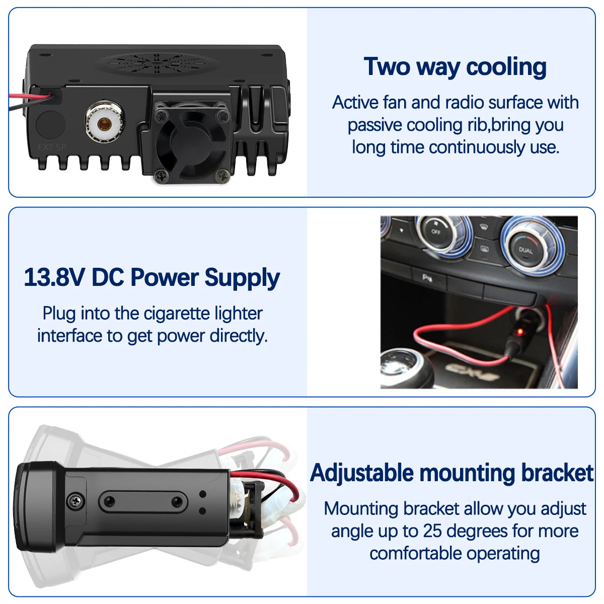 ABBREE AR-318 / AR-218 – Radio Mobile Portable VHF/UHF Double Bande 25W 128 Canaux - BLACKBEARD OUTDOOR INDUSTRIES