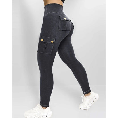 Legging Effet Jean Femme Taille Haute – Poches Cargo, Gainant, Butt Lift - BLACKBEARD OUTDOOR INDUSTRIES