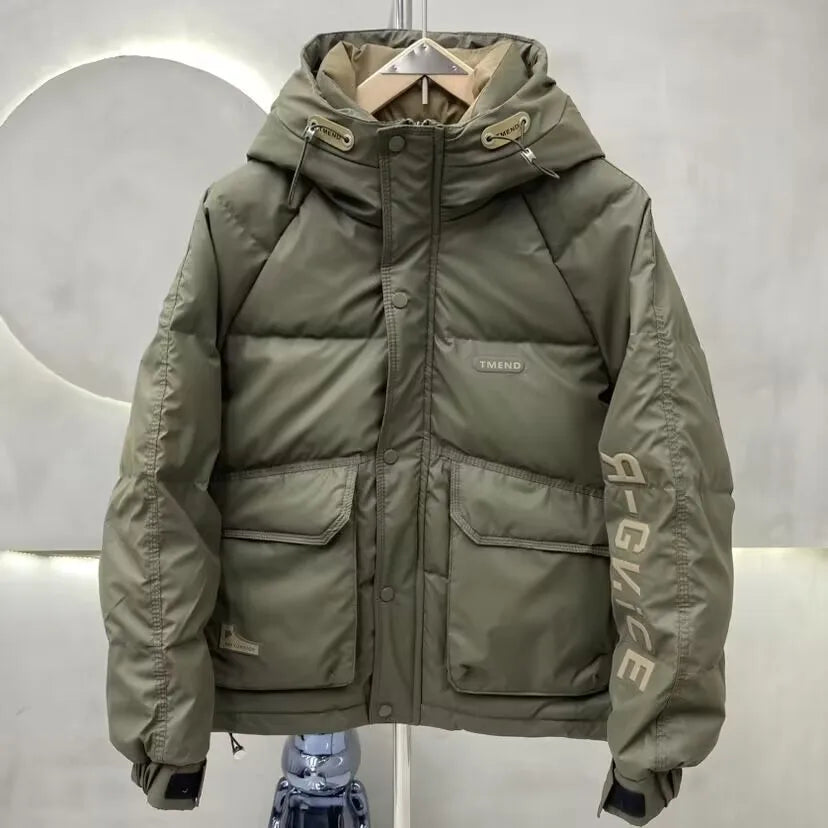 Fashion Men's Hooded Down Jacket Fall Winter Thick Warm Outdoor Windproof Sportwear Coats Male Disposable White Duck Down Jacket BLACKBEARD OUTDOOR INDUSTRIES