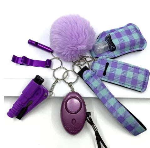 Kit Porte-Clés Défense Personnelle Femme – Alarme Sonore, Bouteille de Voyage, 20 Coloris