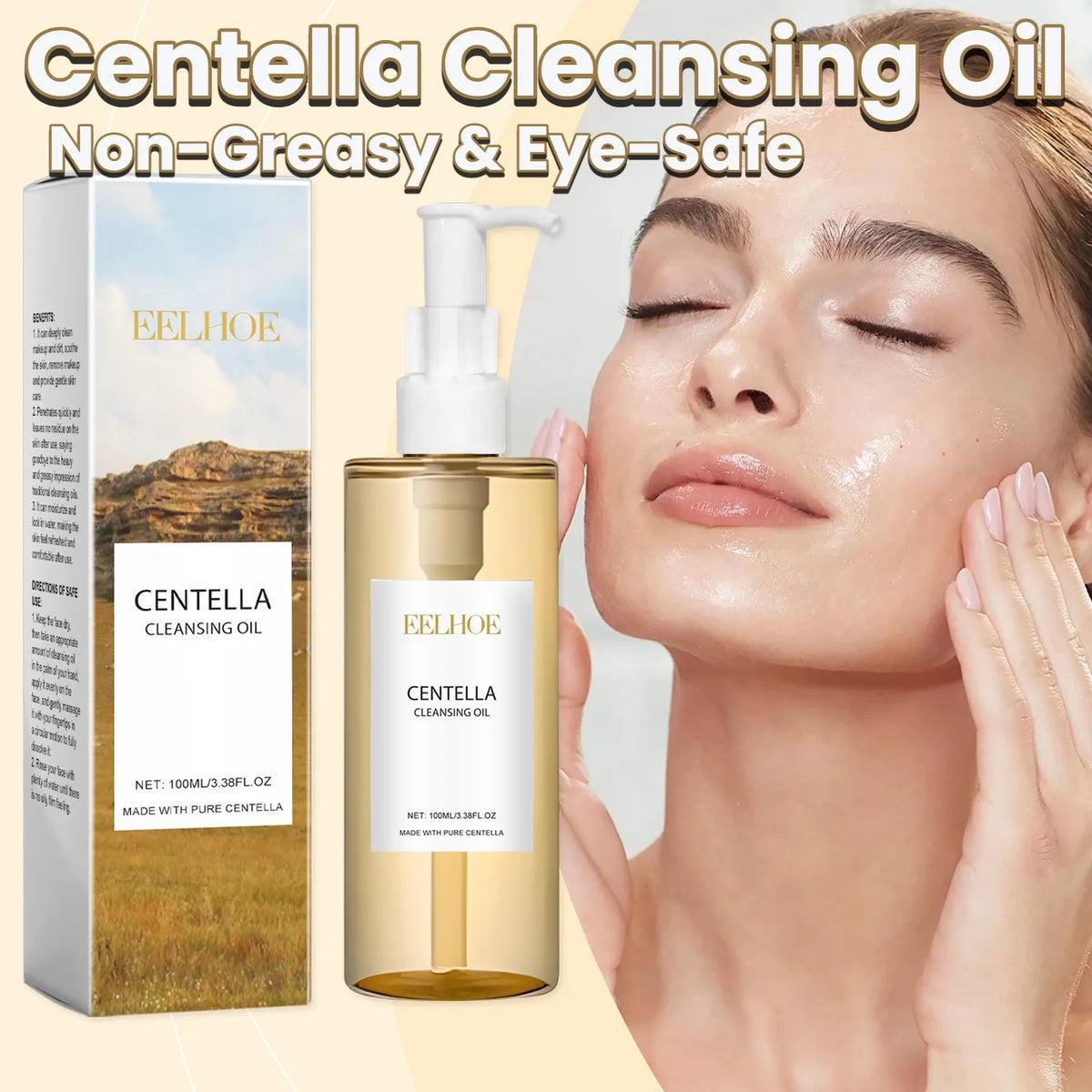Huile démaquillante à la centella 100 ml, visage, yeux et lèvres
