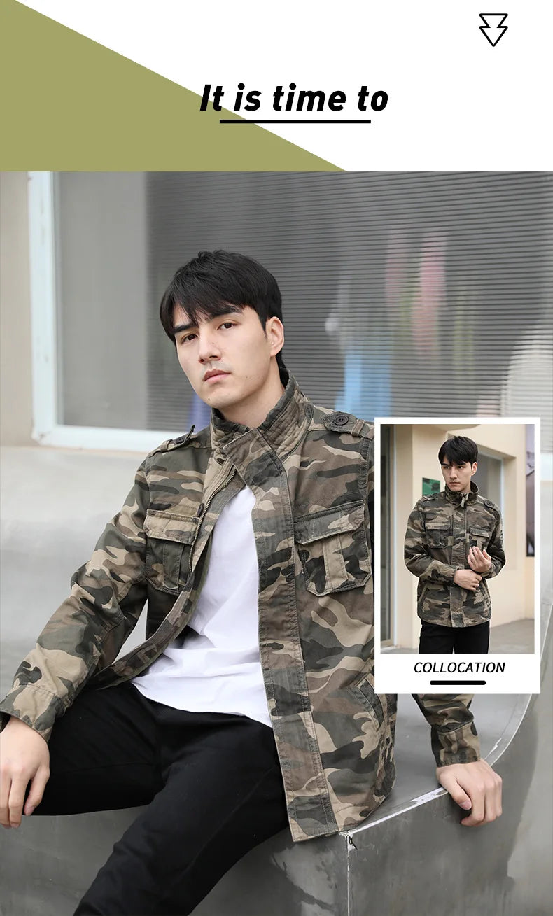 Veste Militaire vintage Camouflage Homme – Décontractée & Résistante | Printemps & Automne - BLACKBEARD OUTDOOR INDUSTRIES