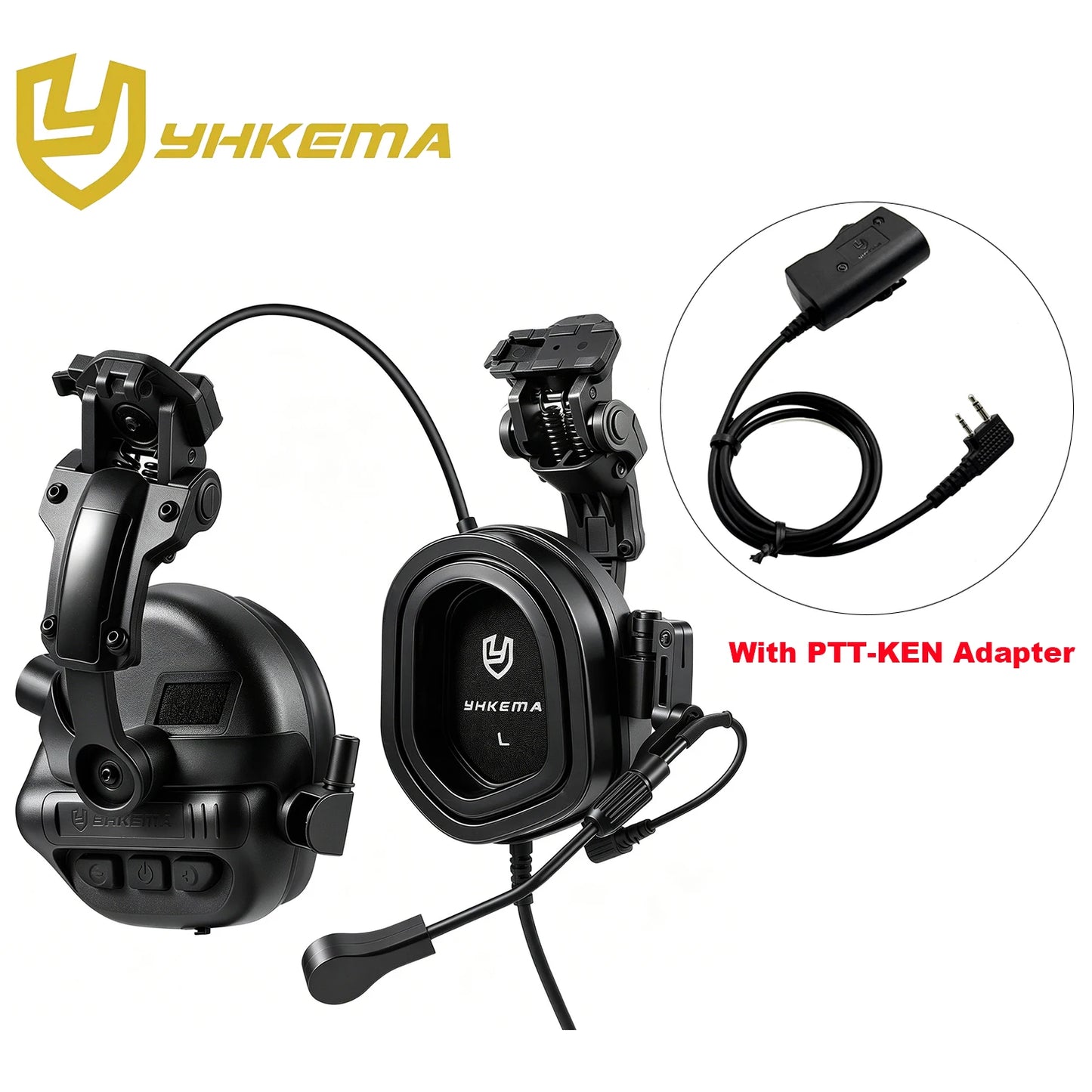 Casque Tactique Électronique sur Rail de Casque – 22 dB NRR, Amplification ×6, Micro Boom, PTT Kenwood