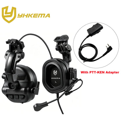 Casque Tactique Électronique sur Rail de Casque – 22 dB NRR, Amplification ×6, Micro Boom, PTT Kenwood