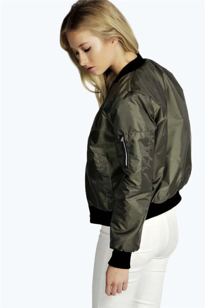 Blouson Bomber Court Femme – Style Vintage Col Rond Fermeture Zip - BLACKBEARD OUTDOOR INDUSTRIES
