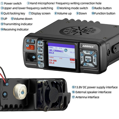 ABBREE AR-318 / AR-218 – Radio Mobile Portable VHF/UHF Double Bande 25W 128 Canaux - BLACKBEARD OUTDOOR INDUSTRIES