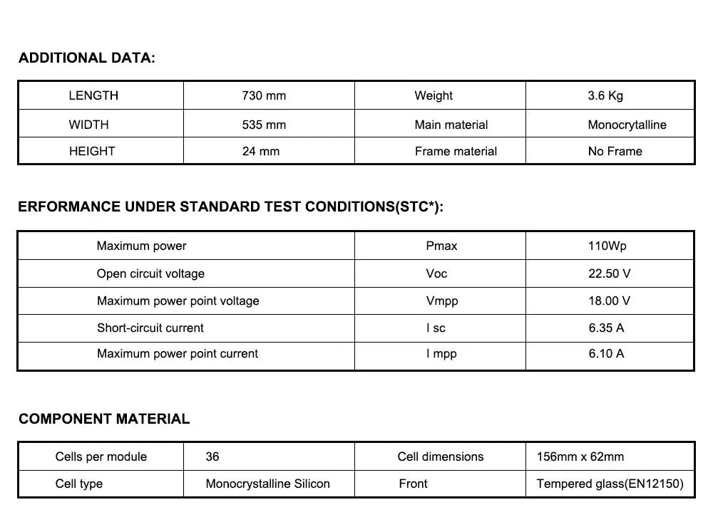 Dokio 100W Panneau Solaire Flexible et Pliant 18V avec Kit Contrôleur 12V – Idéal pour Camping, Voyage et VR - BLACKBEARD OUTDOOR INDUSTRIES