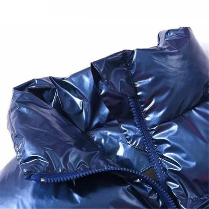 Doudoune brillante unisexe à col montant, du M au 5XL