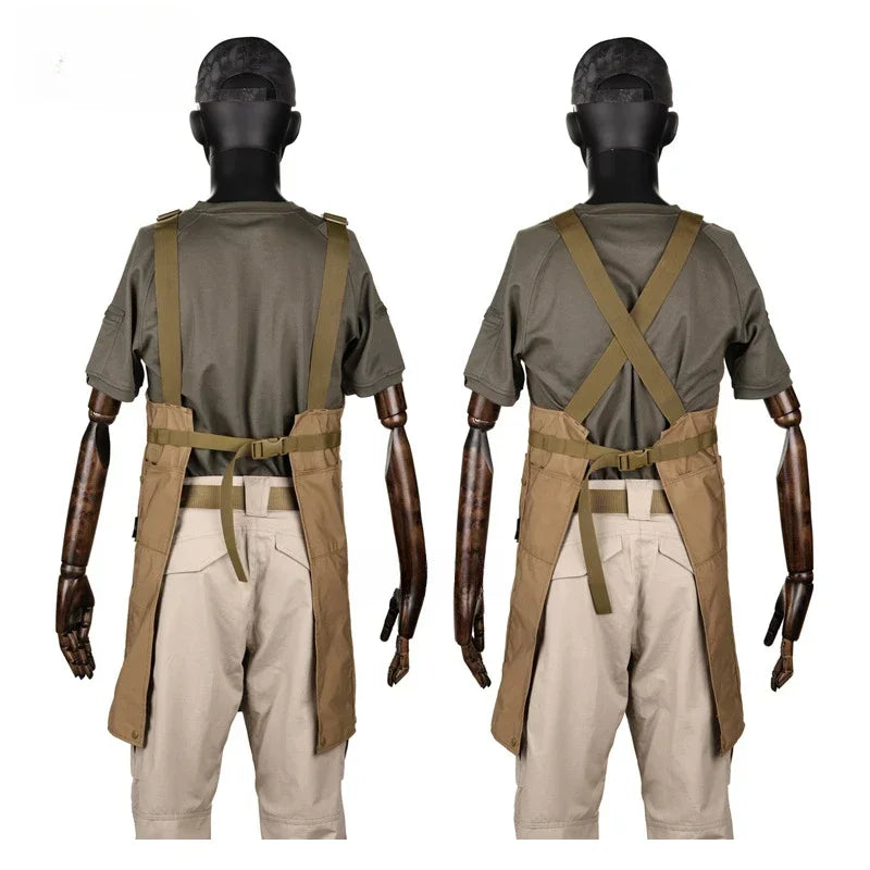 Tablier tactique 12 poches MOLLE, camouflage ou uni, taille unique