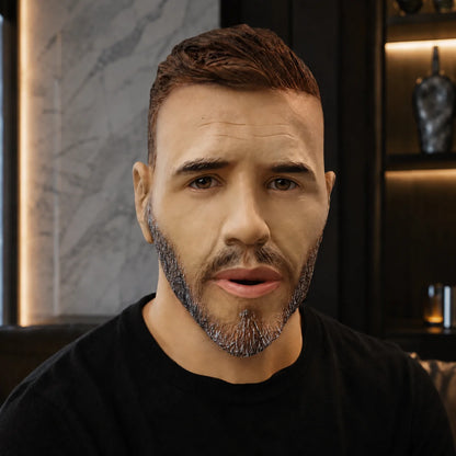 Masque intégral homme barbu en latex pour scène et vidéo