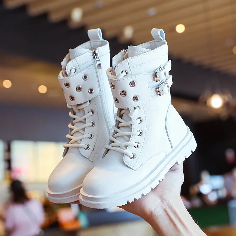 Bottines Enfant Cuir Style Britannique – Zip Latéral Antidérapantes Unisexe EU 21-37