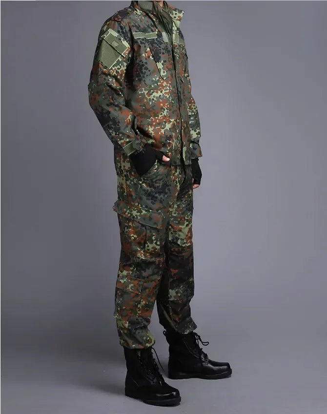Ensemble treillis Flecktarn, veste et pantalon tactiques