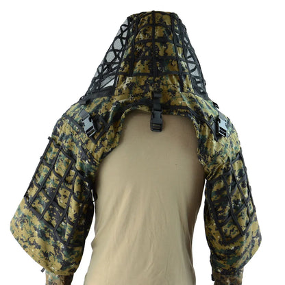 Combinaison Ghillie Tactique ROCOTACTICAL – Cagoule Viper 3D, Bandes Feuillages, Sniper Chasse Airsoft