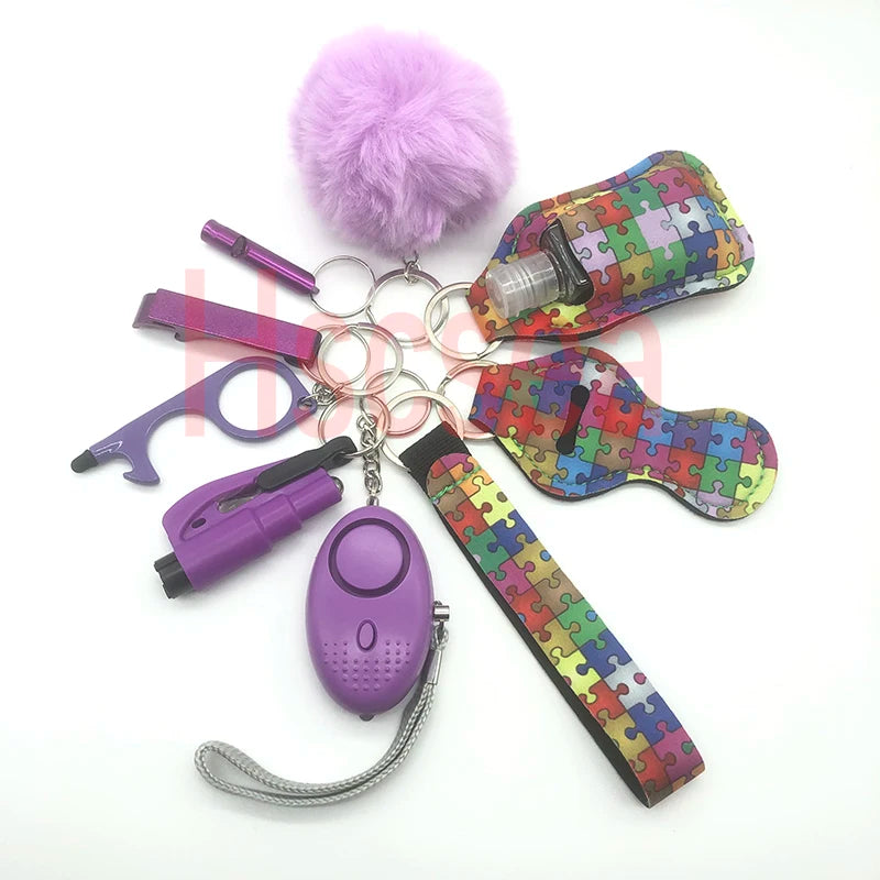 Kit porte-clés de sécurité femme 10 pièces avec dragonne