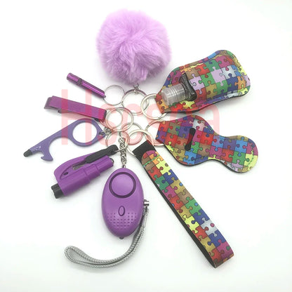 Kit porte-clés de sécurité femme 10 pièces avec dragonne