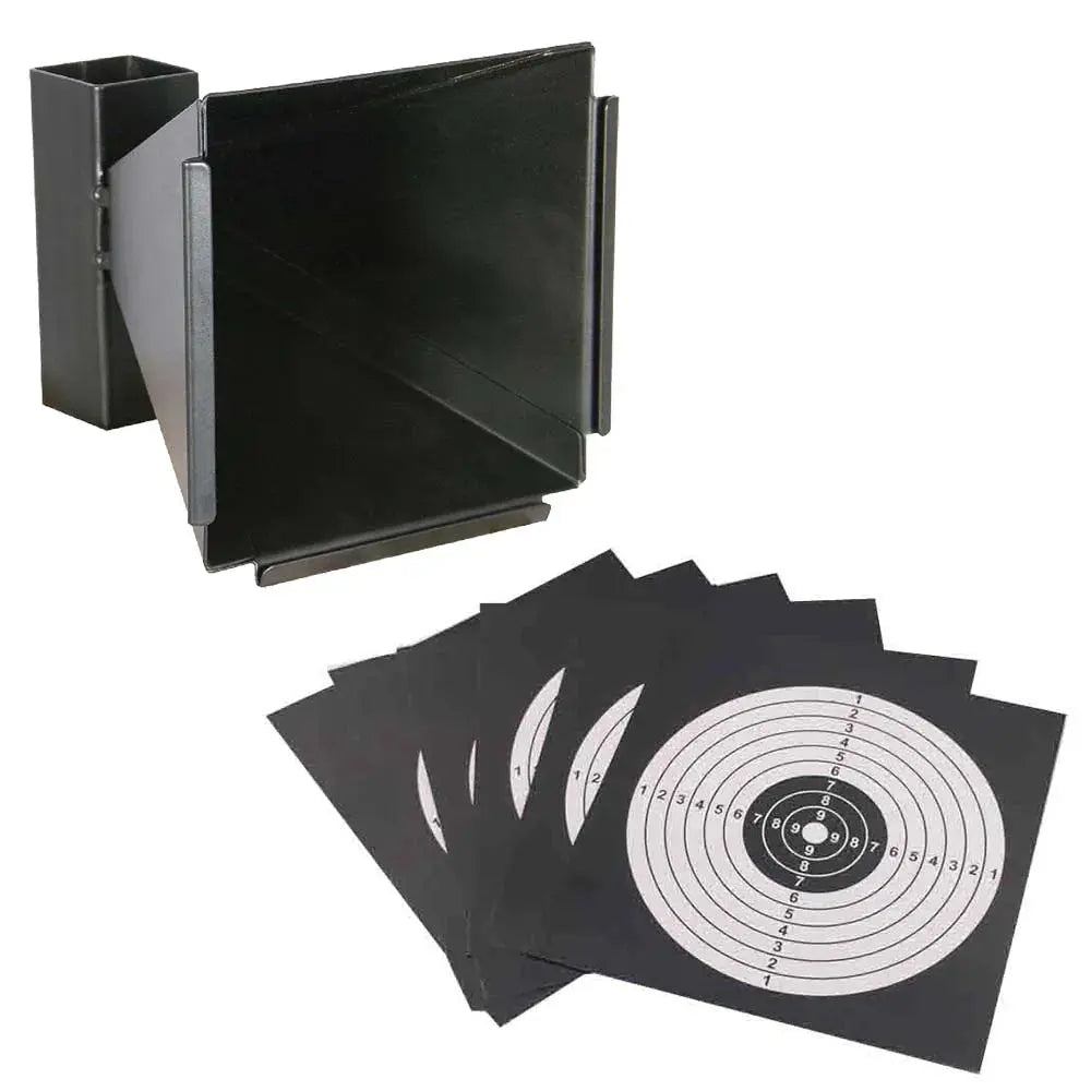 Cible Piège à Billes Noire en Forme d’Entonnoir avec Cibles en Papier – Collecteur de Billes pour Airsoft et Pistolet à Plombs Ma boutique