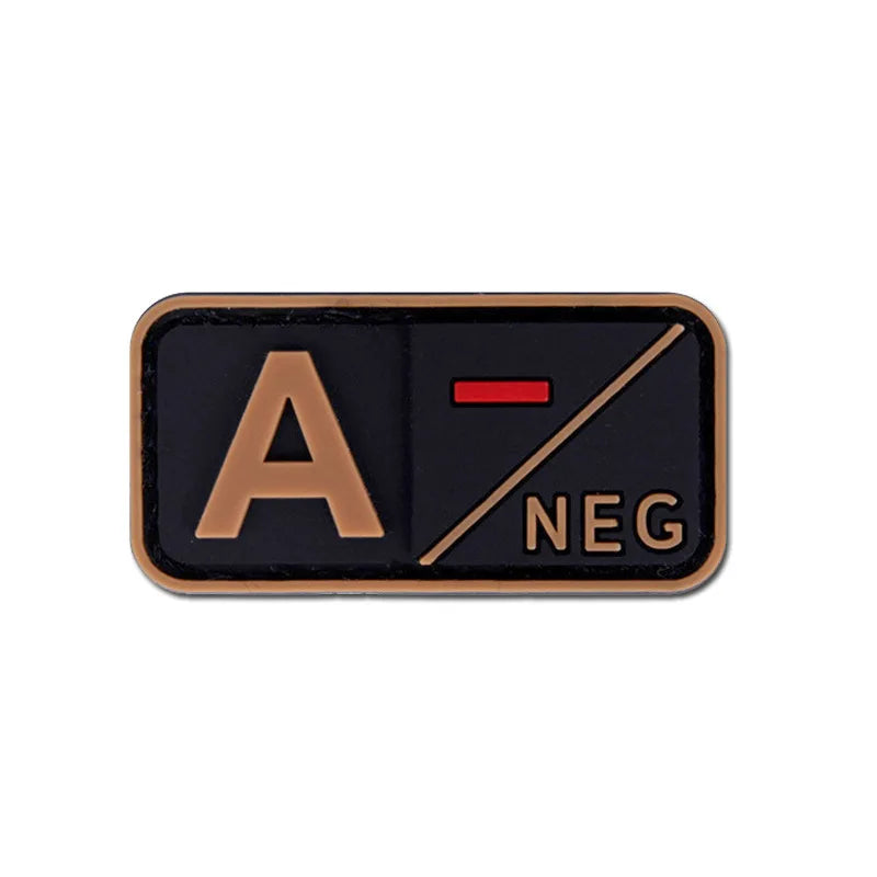 Patch Groupe Sanguin 3D PVC – A B AB O Rh + / - – Écusson Tactique Militaire Hook & Loop 5×2,5 cm - BLACKBEARD OUTDOOR INDUSTRIES