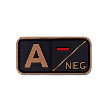 Patch Groupe Sanguin 3D PVC – A B AB O Rh + / - – Écusson Tactique Militaire Hook & Loop 5×2,5 cm - BLACKBEARD OUTDOOR INDUSTRIES