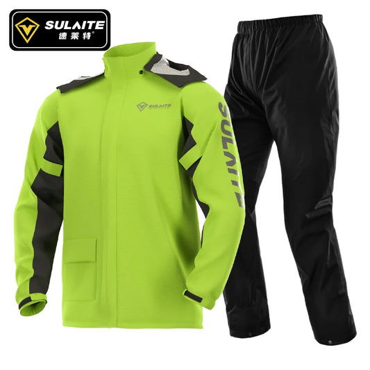 Combinaison Pluie Moto Imperméable 2 Pièces — Veste + Pantalon | Vert & Orange | M à XXXL - BLACKBEARD OUTDOOR INDUSTRIES