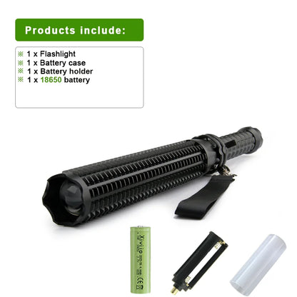 Lampe Torche Tactique LED T6 Zoom – 5 Modes, IPX6, Alliage Alu, Portée 500m