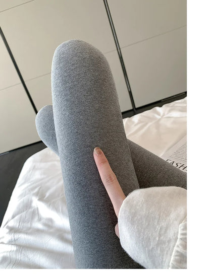 Legging Femme Taille Haute Gris Coton – Confort Slim Fit Grande Taille Automne et Toutes Saisons - BLACKBEARD OUTDOOR INDUSTRIES