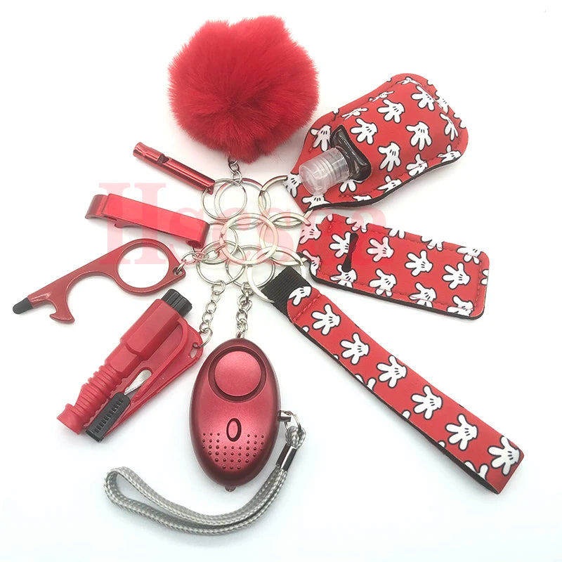 Kit porte-clés de sécurité femme 10 pièces avec dragonne