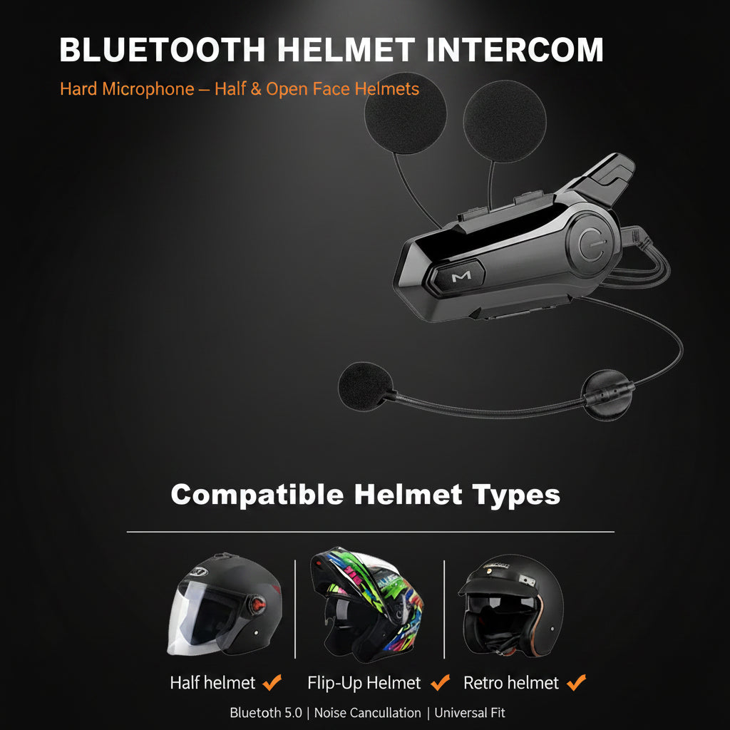 X1 Plus – Intercom Moto Bluetooth 5.0, Portée 1000 m, IPX6, Autonomie 12h, Micro Souple ou Rigide