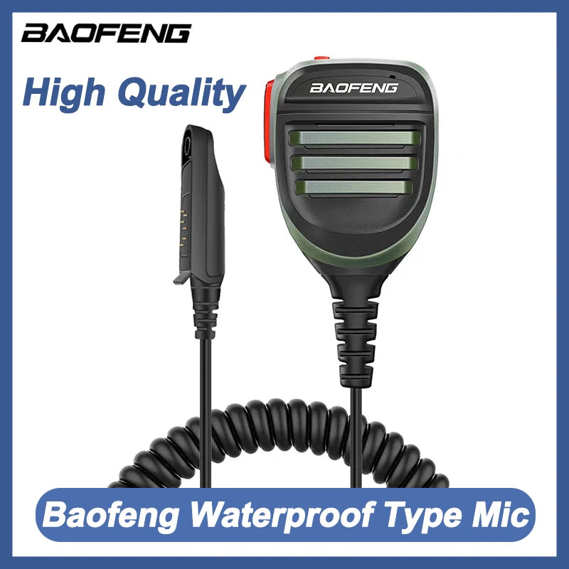 Micro-Haut-Parleur PTT Étanche Baofeng – Compatible UV-9R Pro, UV-68, BF-9700, Ham Radio